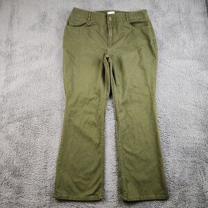 Chicos Womens So Slimming Girlfriend Flare Green Denim Jeans Size 14 (2.5) Short